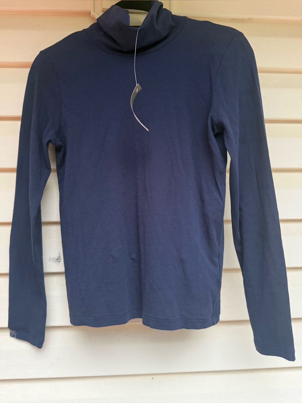 NWT J.Crew Re-Imagined Navy Blue Turtleneck 100% Cotton Size Small - Picture 2 of 8